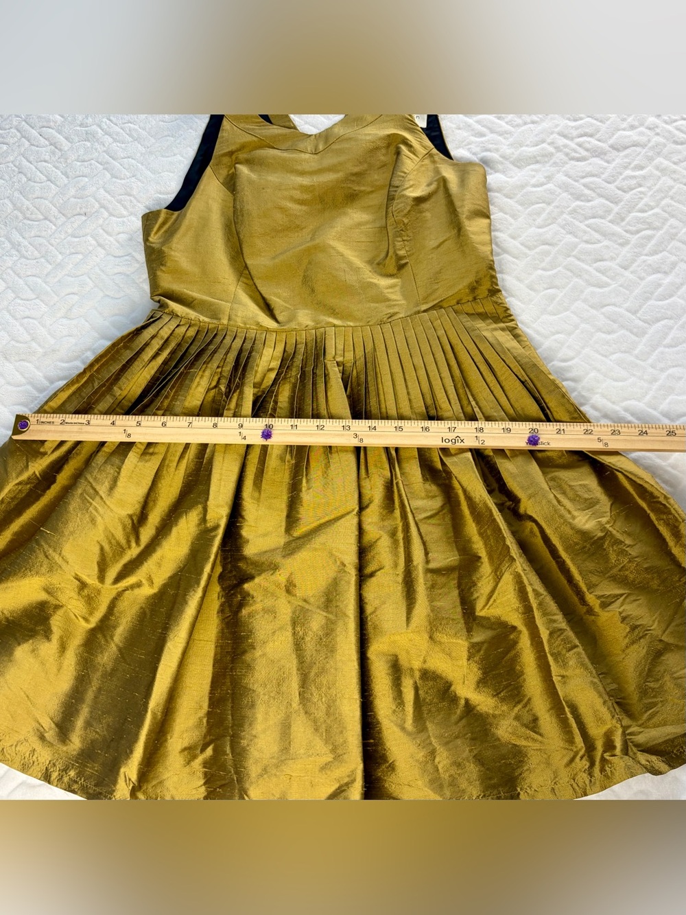 Anthropologie 100% Silk mustard Harlyn Lillie dress Size M with Pockets. - Picture 11 of 11